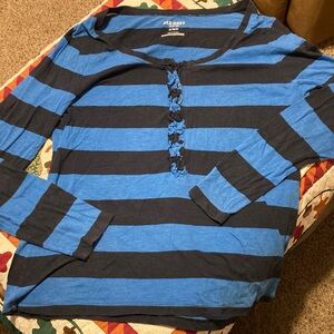 Old Navy Blue and Black Striped Button Top